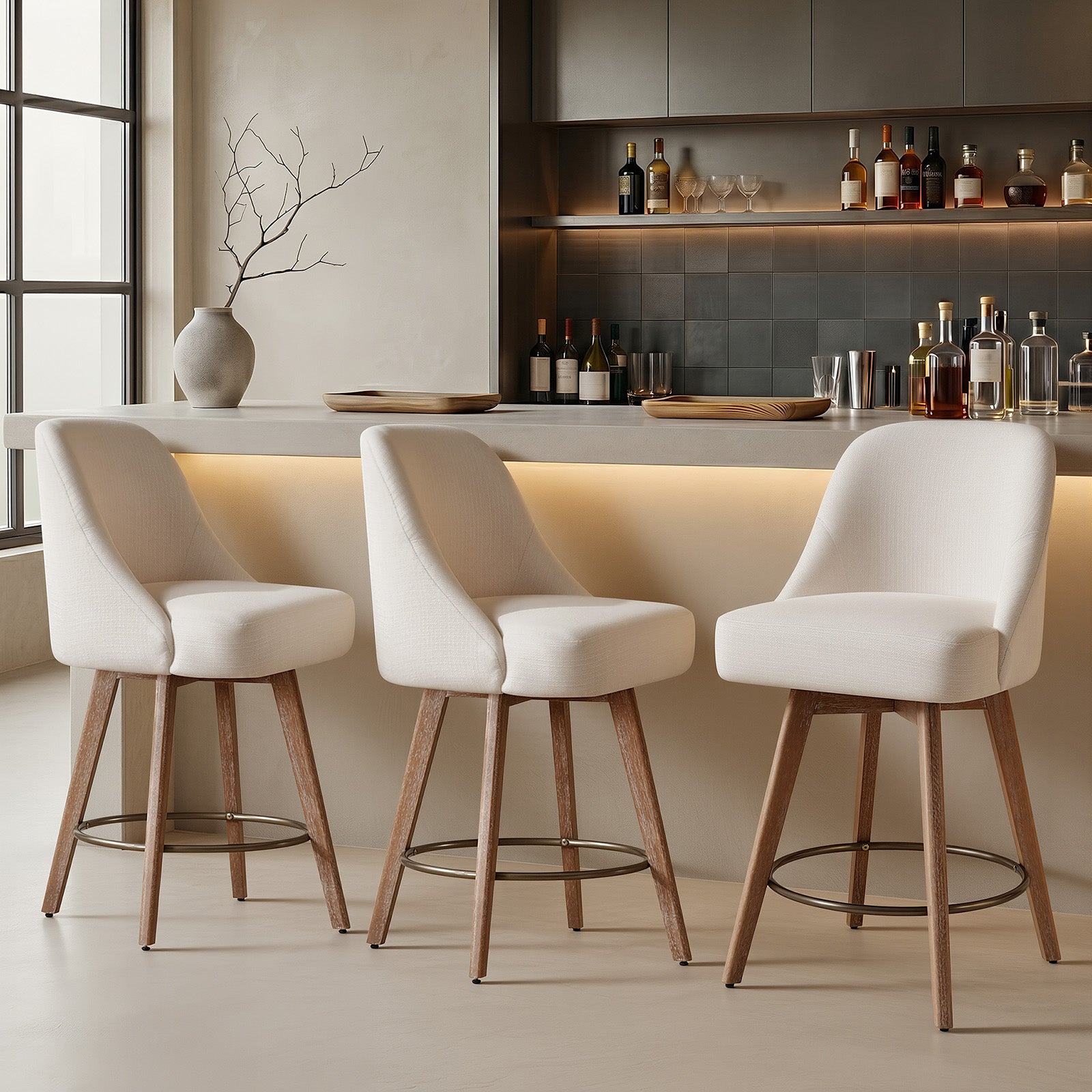 Luna White Swivel Counter Stool