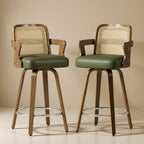 Apex Green Swivel Rattan Bar Stool