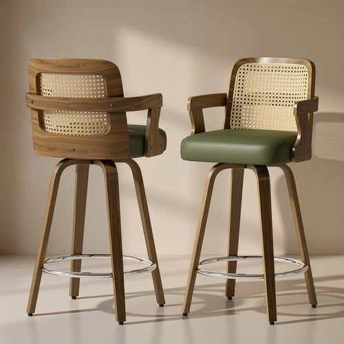 Apex Green Swivel Rattan Bar Stool