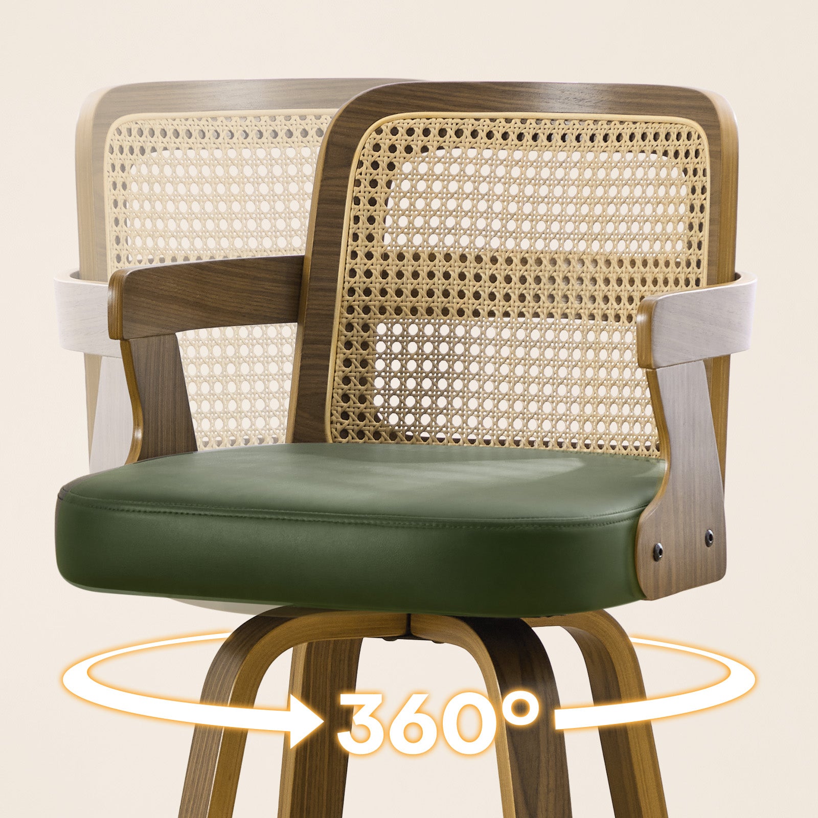 Apex Green Swivel Rattan Bar Stool