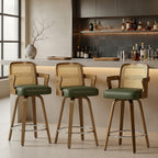 Apex Green Swivel Rattan Bar Stool