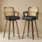 Apex Black Swivel Rattan Bar Stool