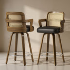 Apex Black Swivel Rattan Bar Stool