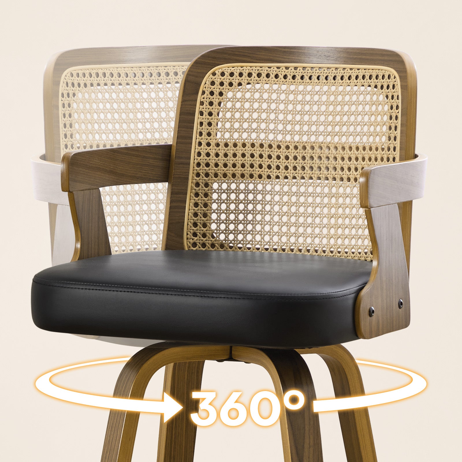 Apex Black Swivel Rattan Bar Stool