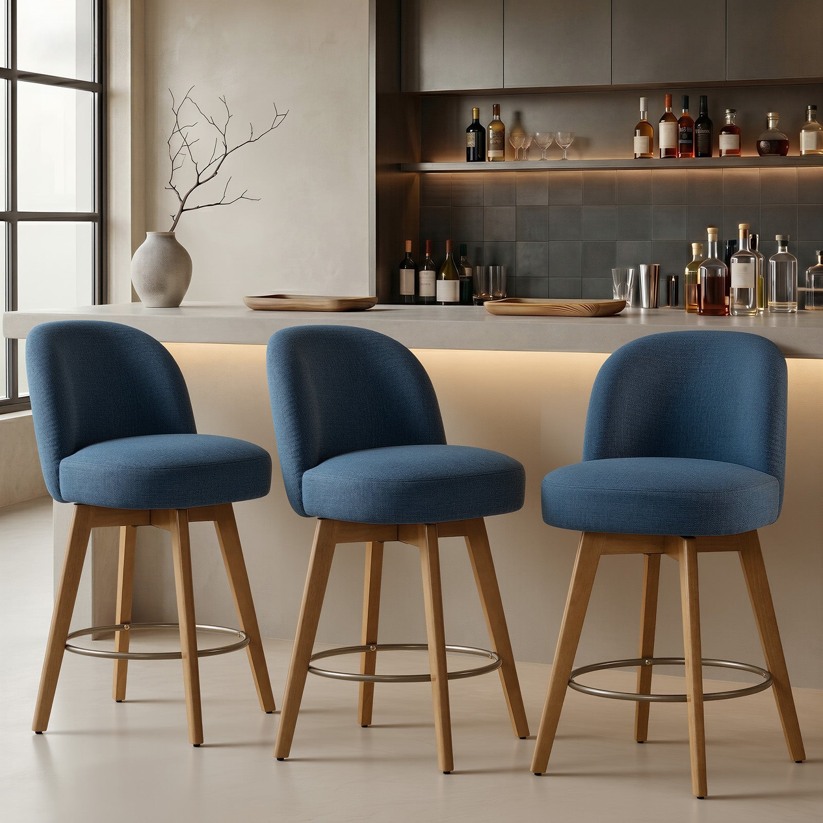 Velo Blue Swivel Counter Stool