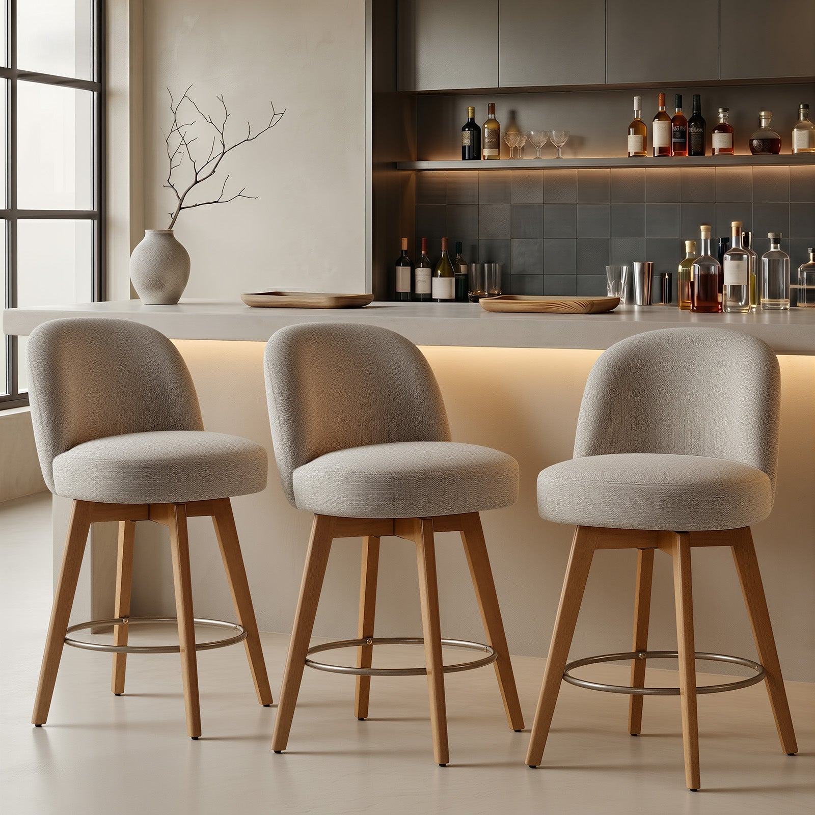 Velo Beige Swivel Counter Stool