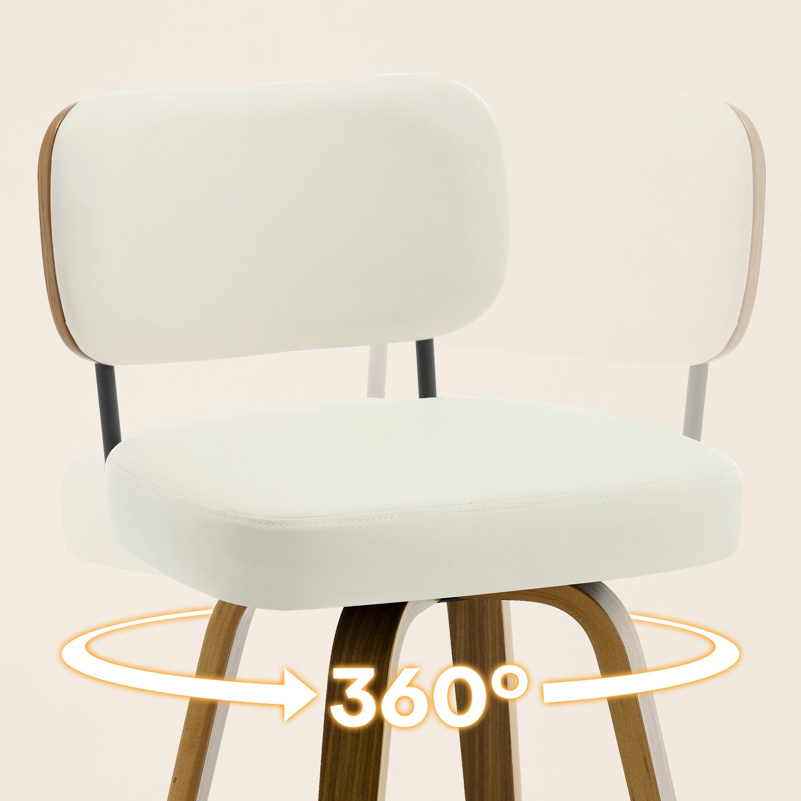Arc Cream Swivel Bar Stool With Leather Back