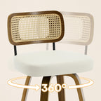 Arc Cream Swivel Bar Stool With Rattan Back