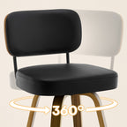 Arc Black Swivel Bar Stool With Leather Back