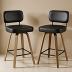 Arc Black Swivel Bar Stool With Leather Back