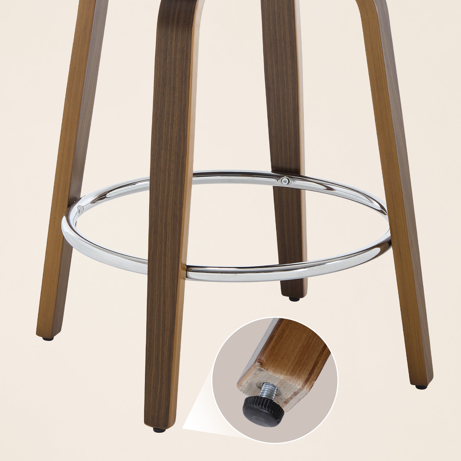 Arc Cream Swivel Bar Stool With Leather Back
