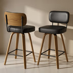 Arc Black Swivel Bar Stool With Leather Back