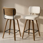 Arc Cream Swivel Bar Stool With Leather Back