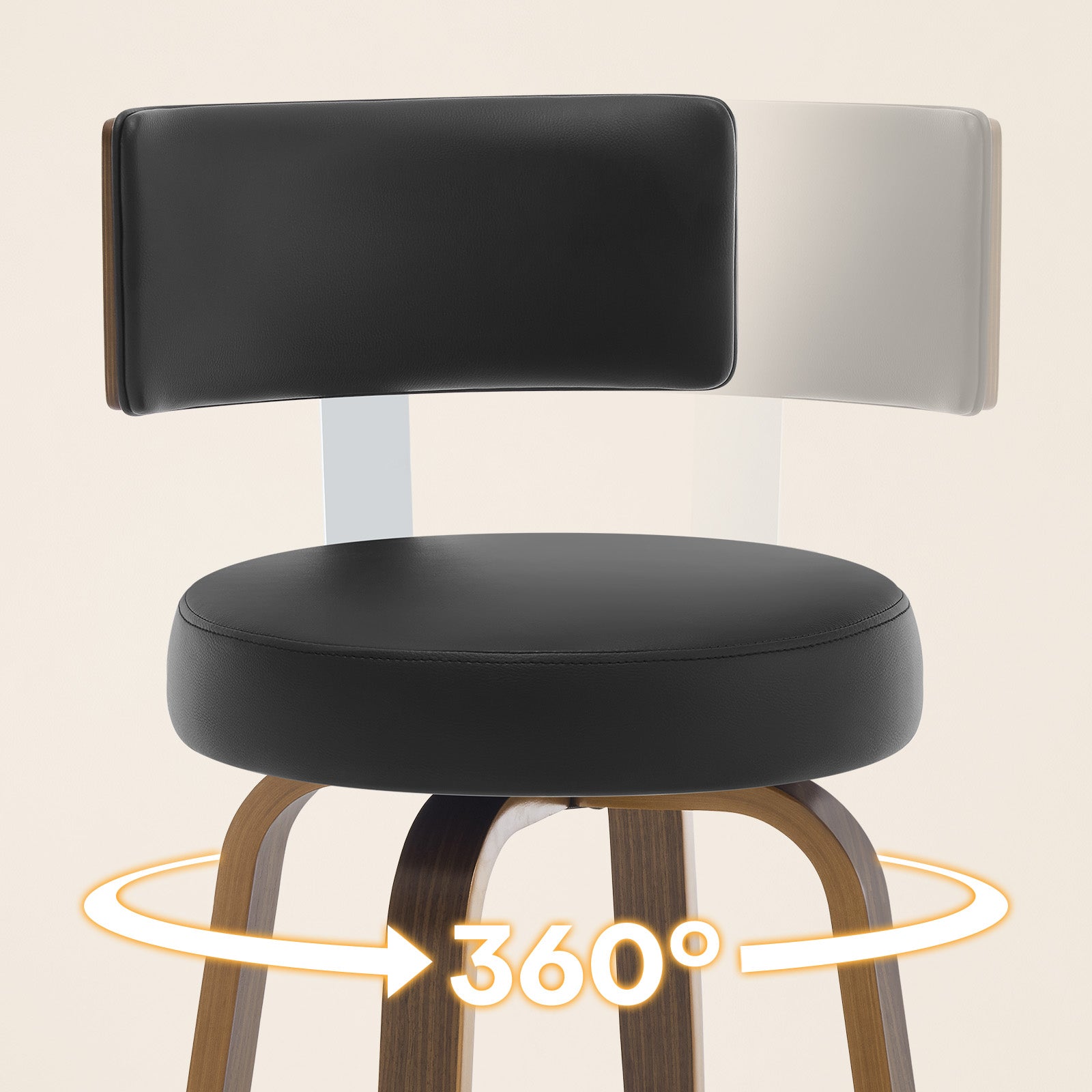 Ember Black PU Swivel Bar Stool