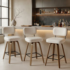 Arc Cream Swivel Bar Stool With Leather Back