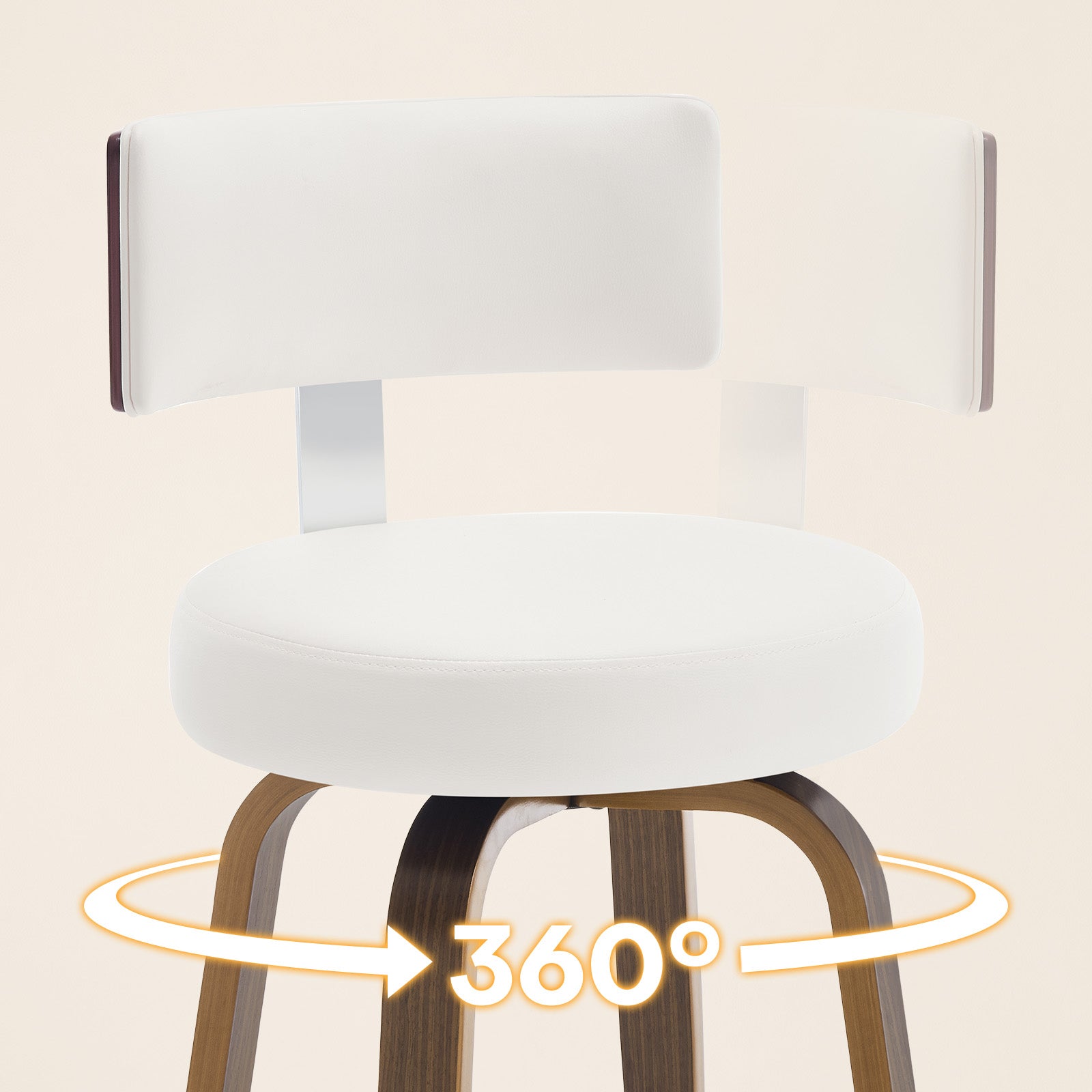Ember White PU Swivel Bar Stool