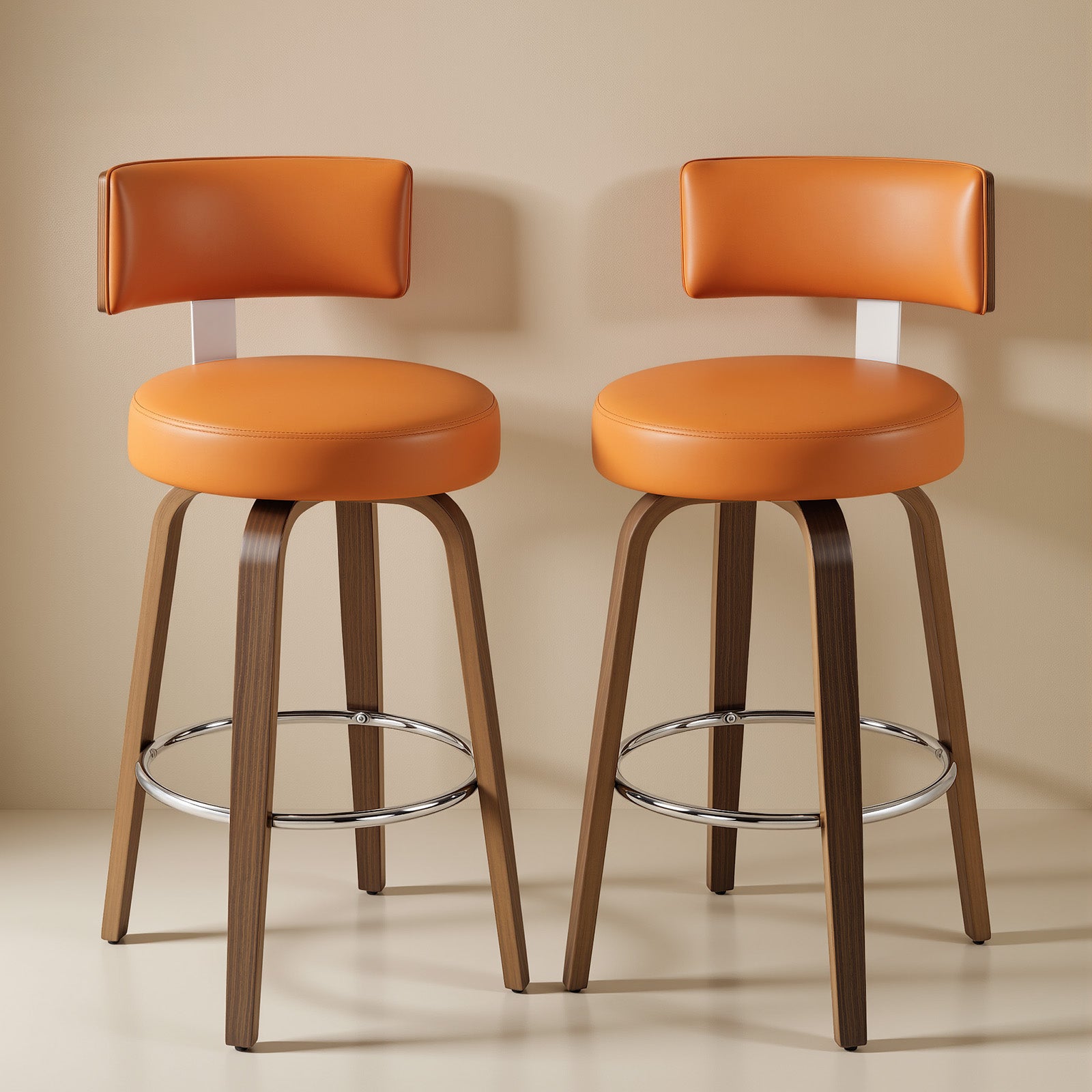 Ember Orange PU Swivel Bar Stool