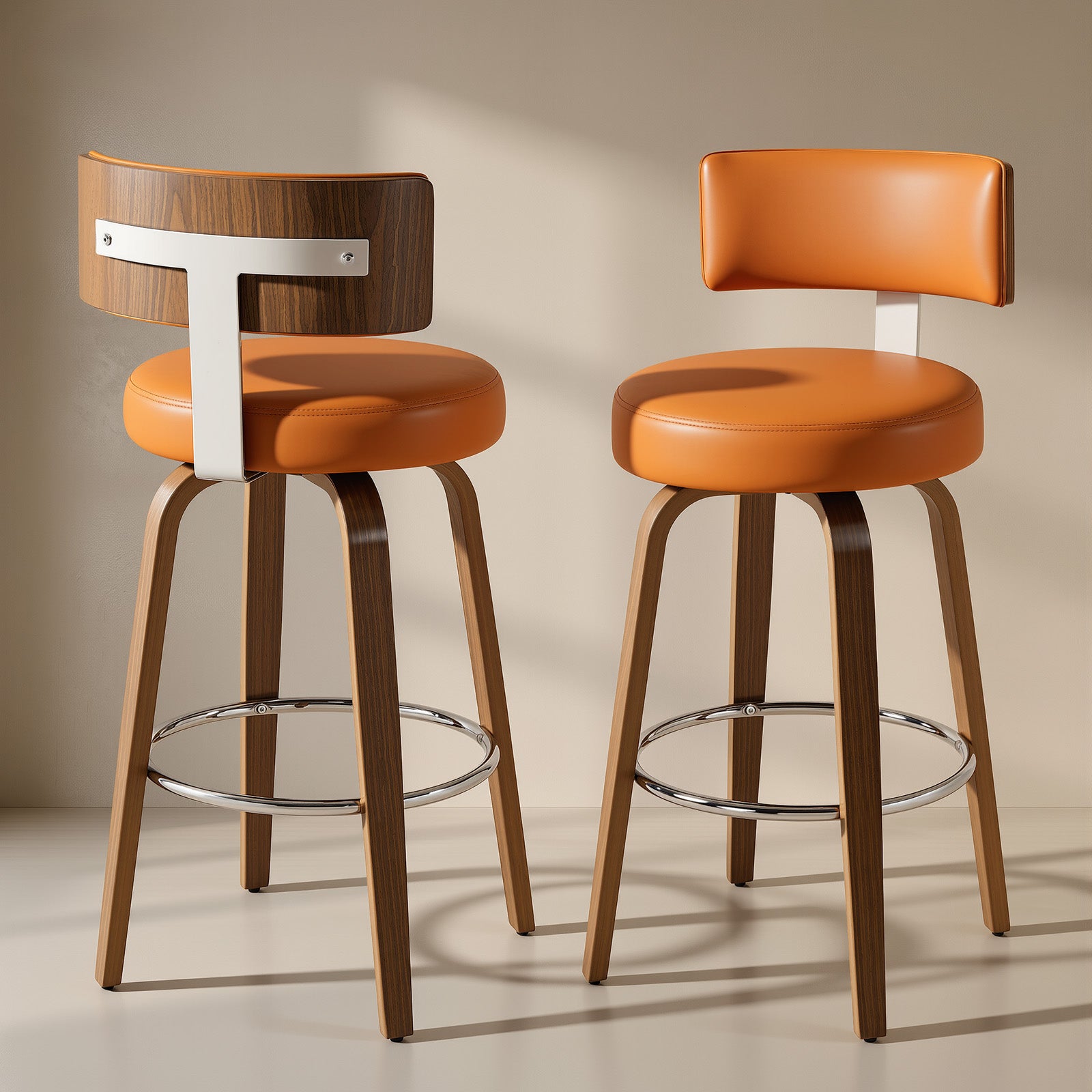 Ember Orange PU Swivel Bar Stool
