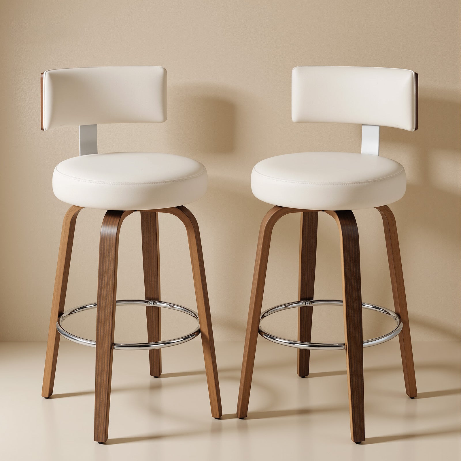 Ember White PU Swivel Bar Stool