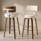 Ember White PU Swivel Bar Stool