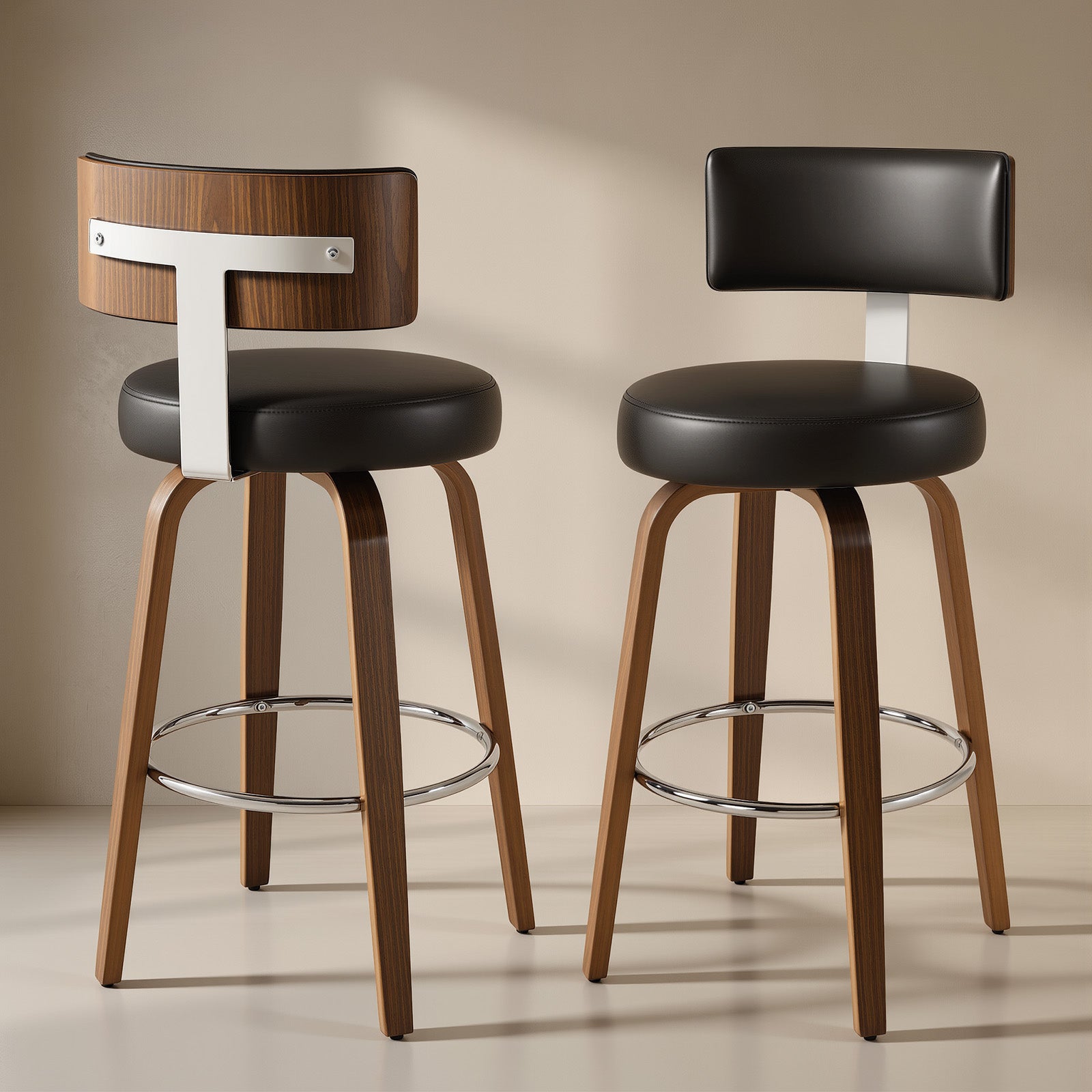 Ember Black PU Swivel Bar Stool